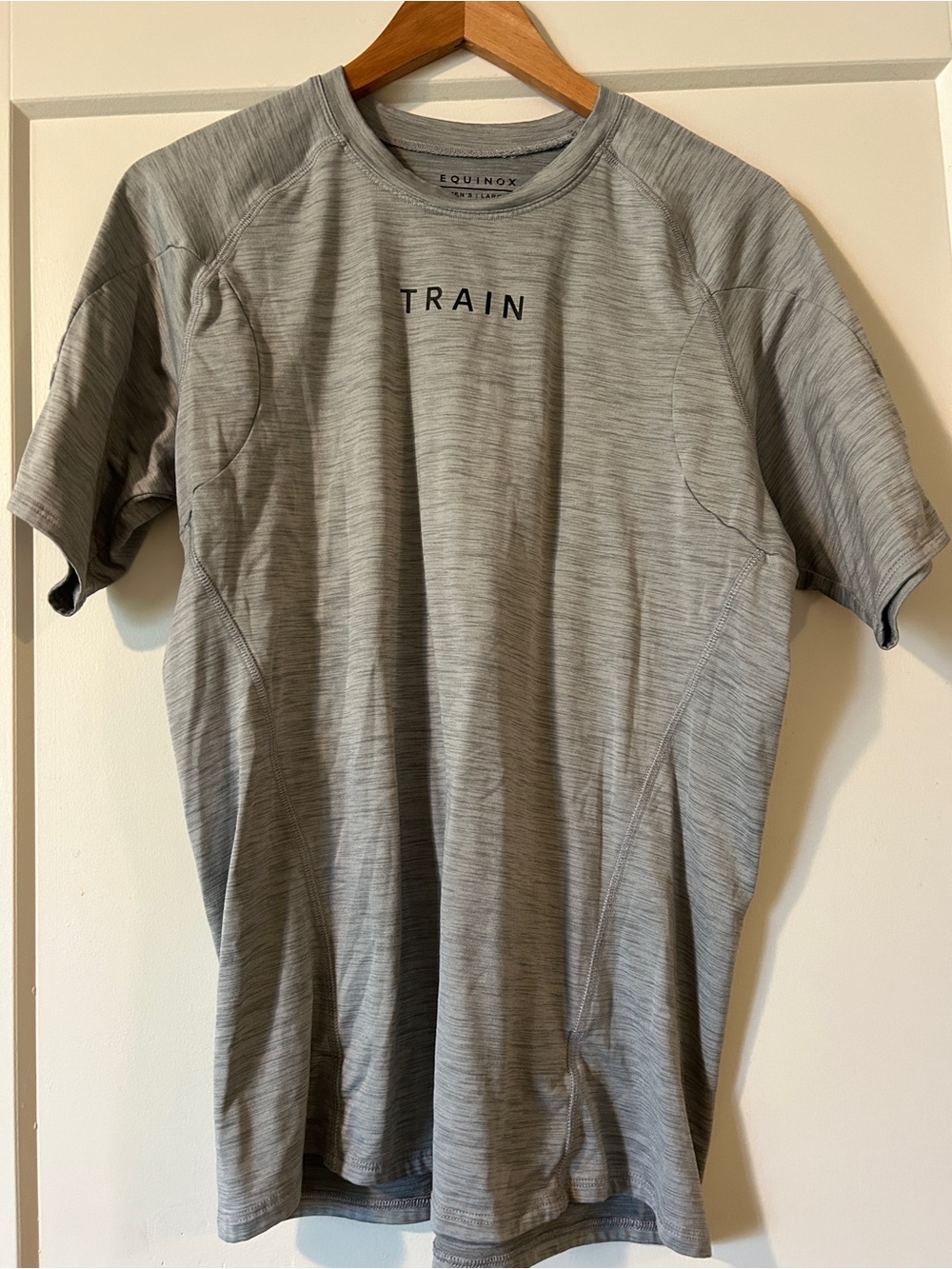 Equinox official employee TRAIN Men's Short-Sleeve Performance Tee in Gray